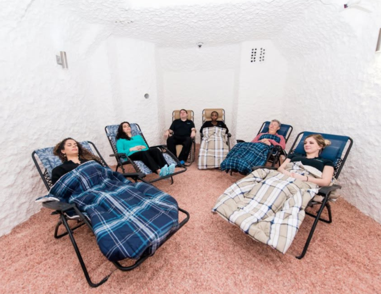 Guests relaxing during a salt therapy session