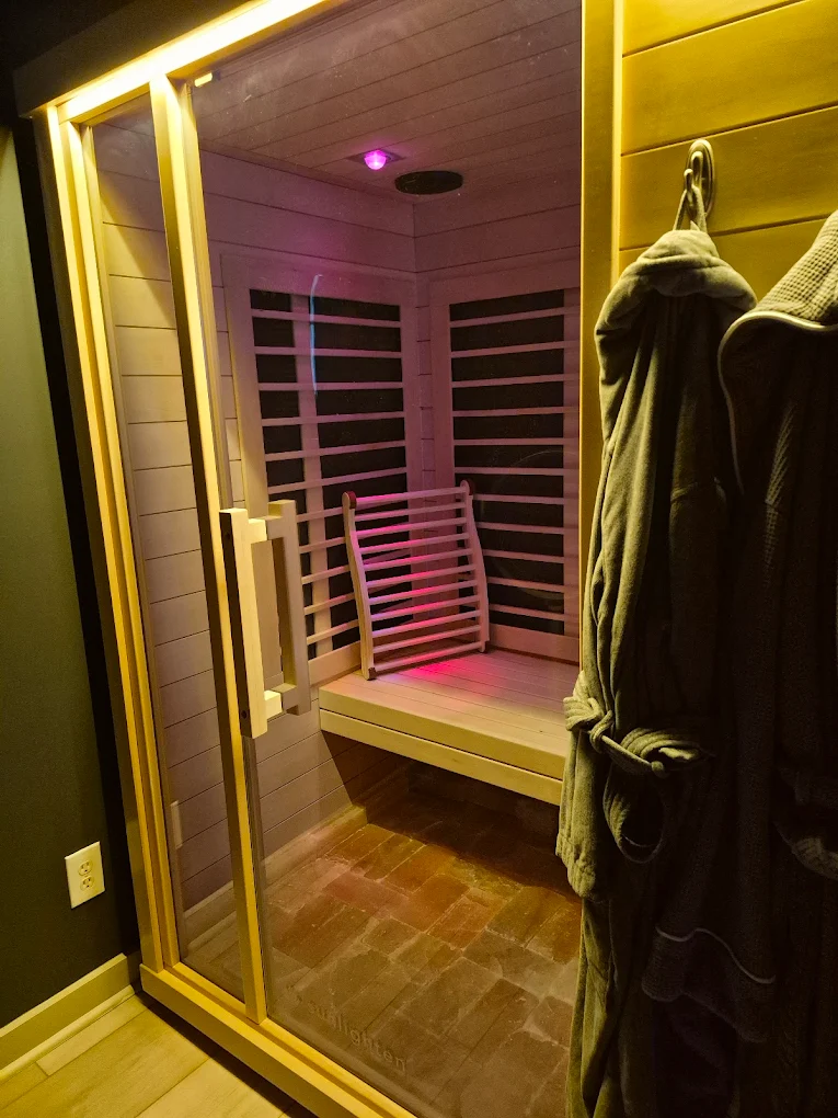 Private infrared sauna at Salt Spa Haven